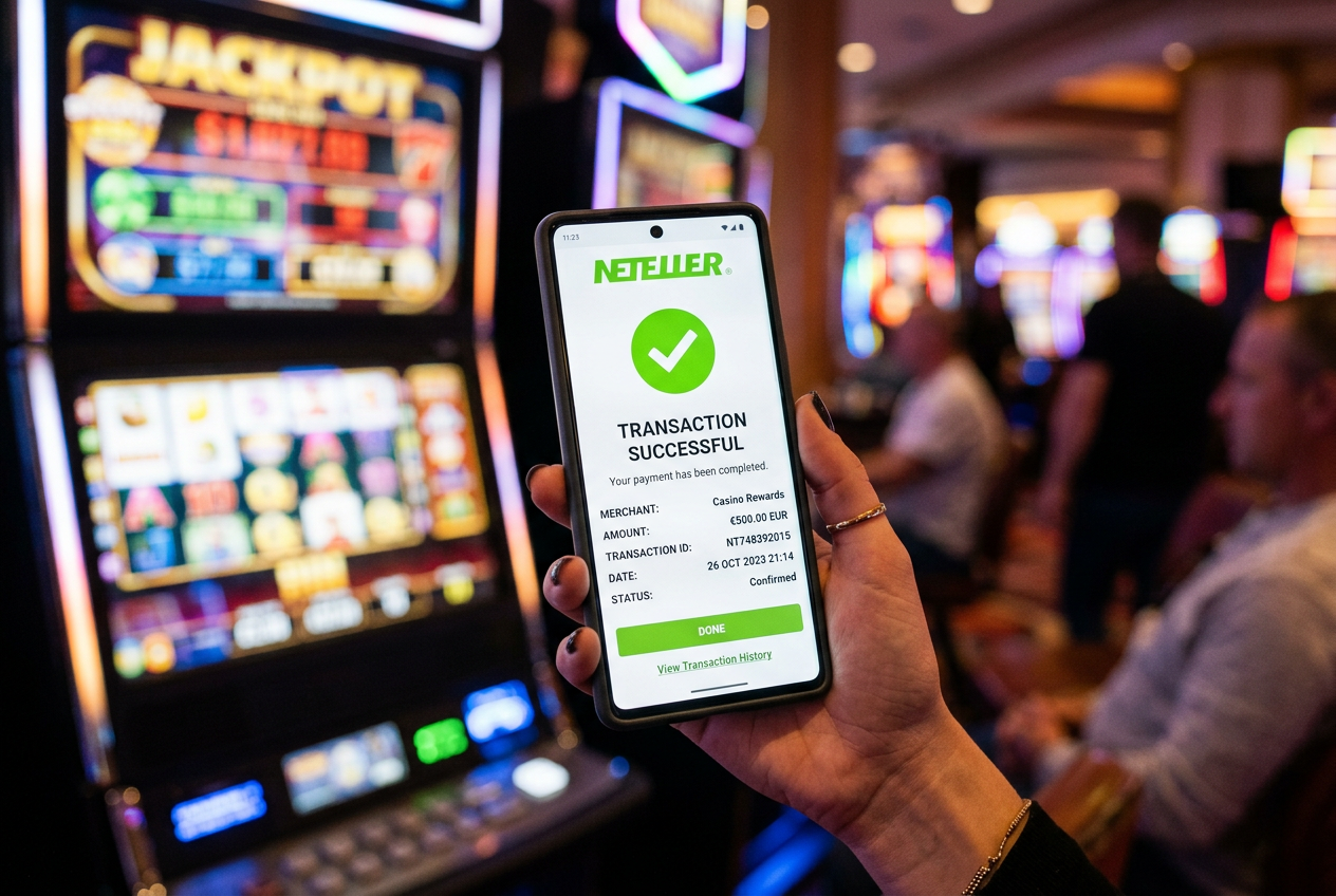 Moderní uživatelské rozhraní kasina s možností platby Neteller na mobilním telefonu